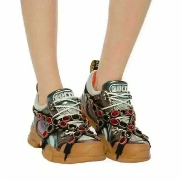 Gucci Multicolor Leather Flashtrek Reflective Sneakers Size 36 - Picture 4 of 15